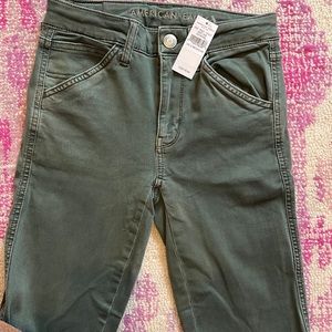NWT American Eagle Dark Army Green Next Level Stretch High Rise Jeggings 2R